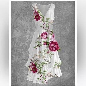 Floral White and Pink Women's Dress